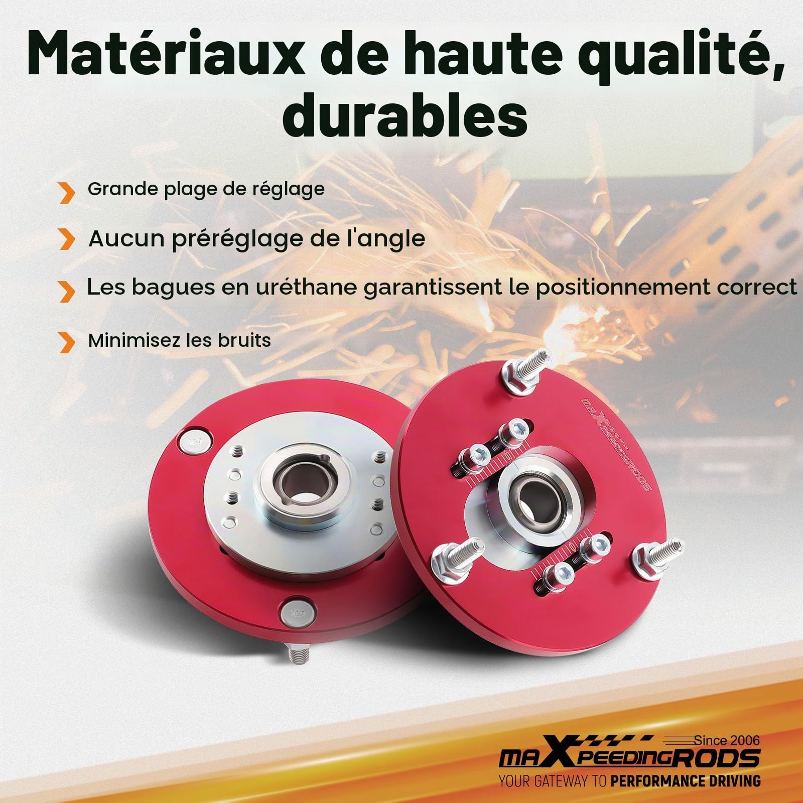 maXpeedingrods Coupelles De Carrossage D'amortisseur pour Bmw E46 | 98-05 318 320 M3 Camber Plate