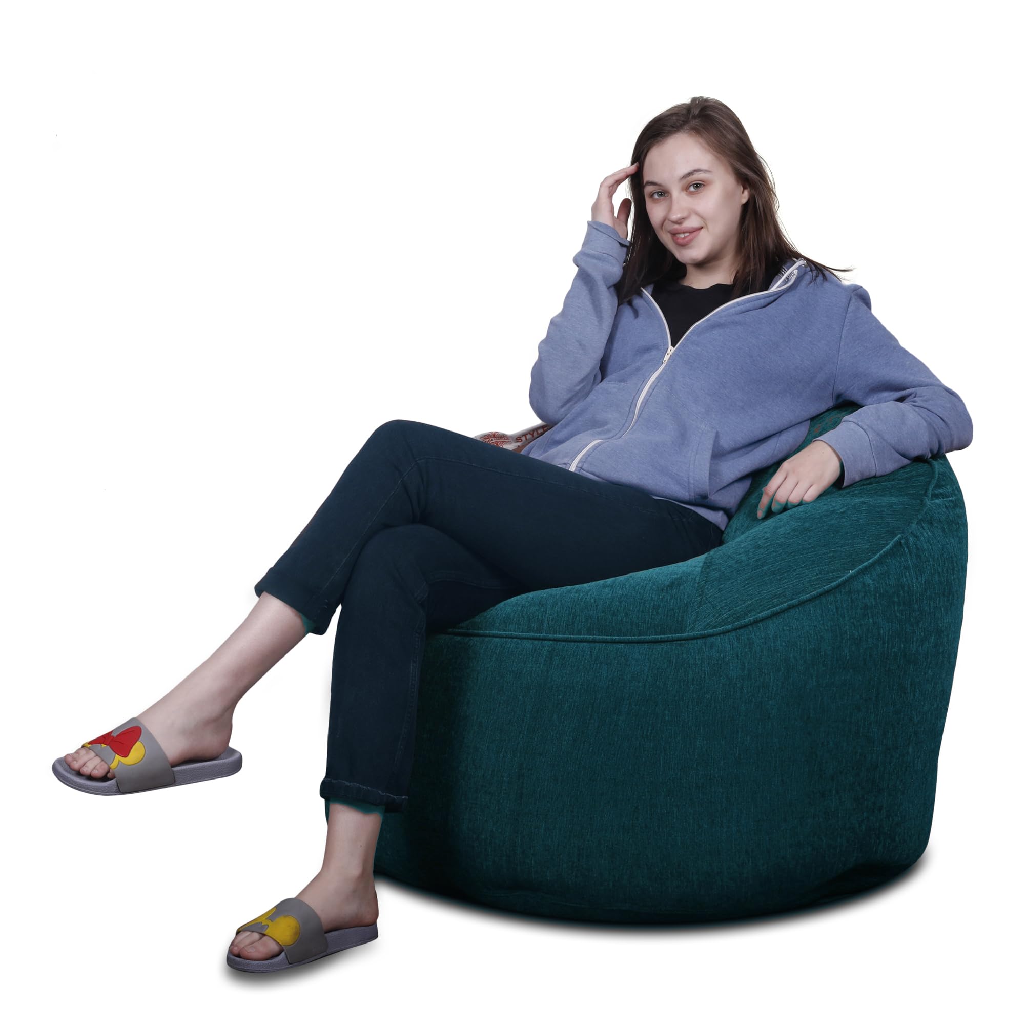 Style Homez Haut Collection Mooda, Rocker Lounge Bean Bag XXXL Size Teal Color, Premium Velvet Fabric Cover Only 3