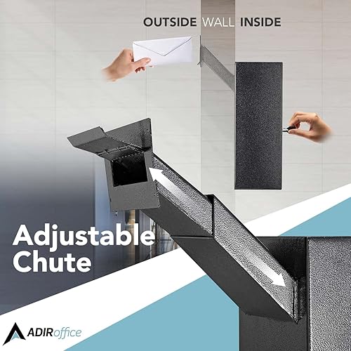 Miniatura 4 de AdirOffice Caja fuerte para colgar a través de la pared, acero grueso duradero con canal ajustable, bóveda de correo para casa, oficina, hotel,