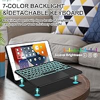 Vista 4 de Funda con teclado táctil para iPad de 9ª/8ª/7ª generación de 10.2 pulgadas, Pro 10.5, Air 3ª generación, funda inteligente con soporte para lápices