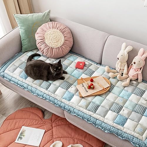 Miniatura 9 de vctops Funda de sofá gruesa acolchada de algodón, estilo bohemio, hecha a mano, con estampado floral, tapete antideslizante y suave para sofá (café,