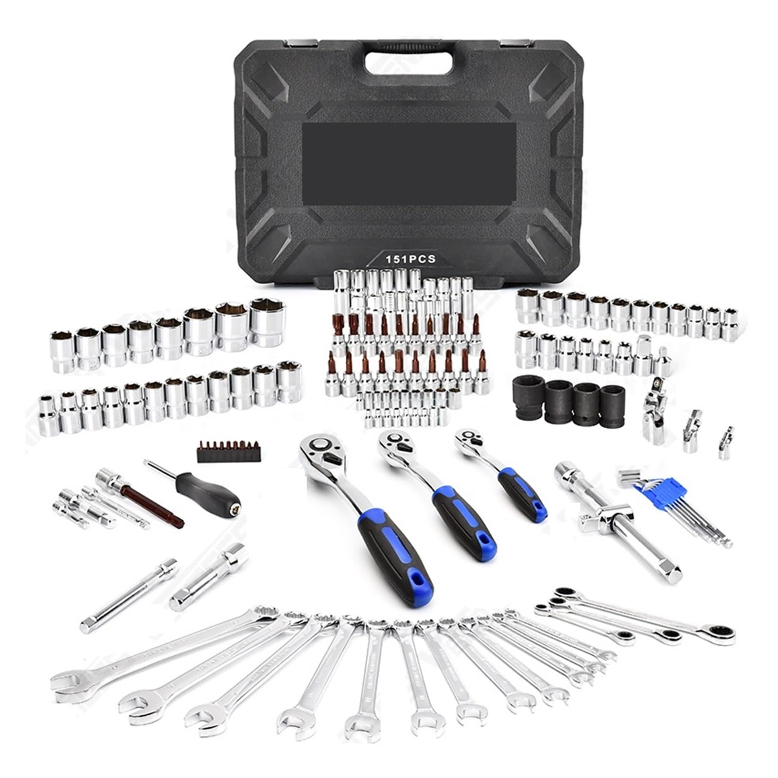 Mechaniker-Werkzeugsatz, 1/2, 1/4, 3/8 Antriebsgrößen, gemischter Steckschlüsselsatz für Haushalt/Autoreparatur für mechanische Reparaturen, Heimwerker (Farbe: 108-teilig)