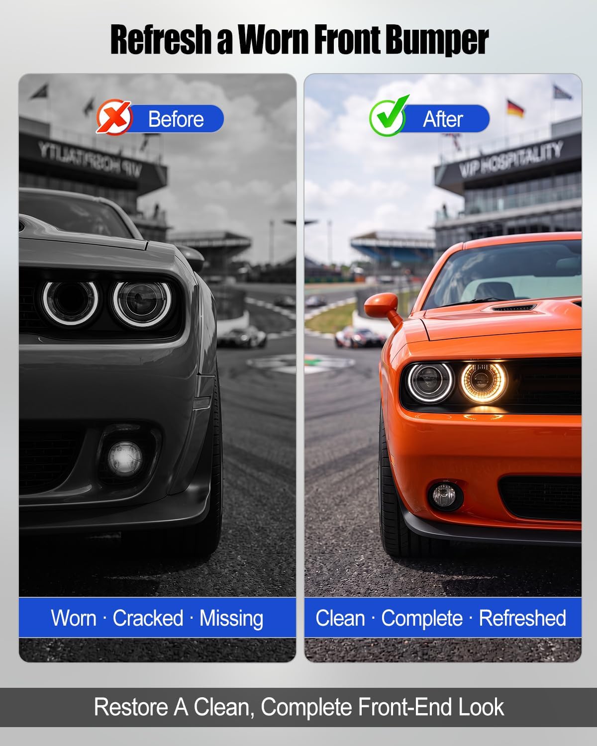 Pair Fog Light Bezel Covers Fit for Dodge Challenger 2015-2022, Left, Right