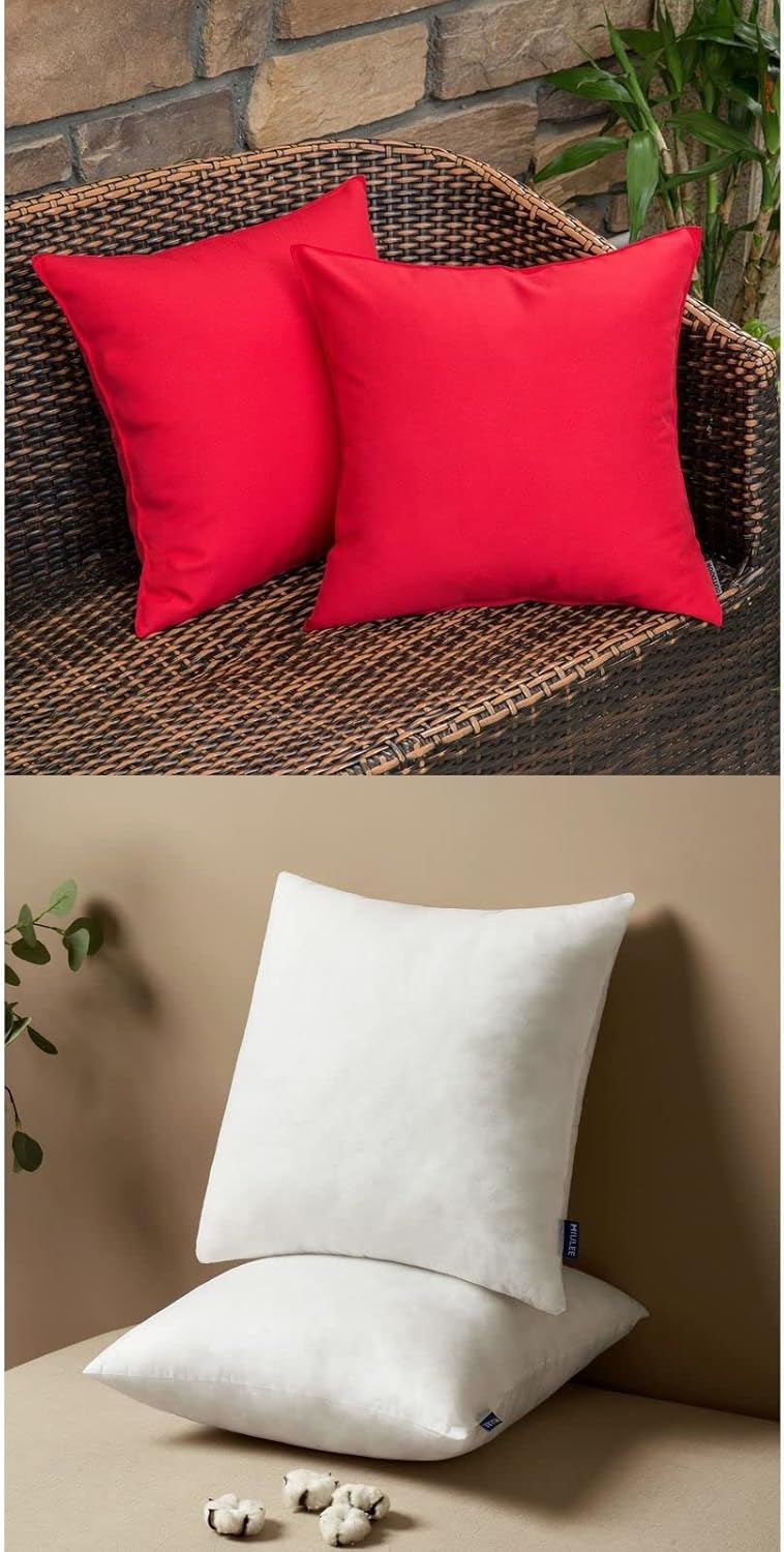 MIULEE Decorative Outdoor Waterproof Pillow Covers with Pillow Inserts 18x18 Set of 2