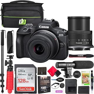 Canon EOS R100 Mirrorless Camera Body with RF-S 18-45mm F4.5-6.3 is STM Lens 6052C012 Bundle with Deco Gear Photography Bag + Microphone + Monopod + Software & Accessories Kit