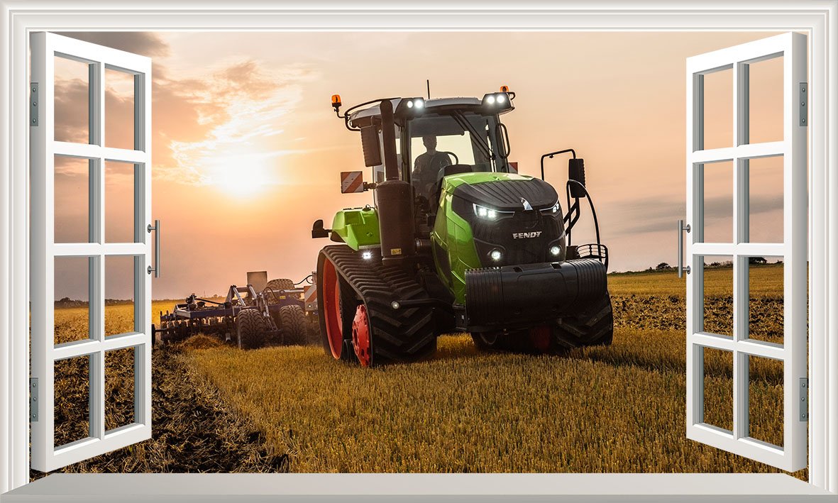 Chicbanners Tractor 3D V003 Magic Window Wall Sticker Self Adhesive Poster Wall Art Size 1000Mm Wide X 600Mm Deep (Large)