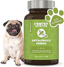 Combat Allergies Dogs. 100% Natural Supplement. Relief Itch and Atopic Skin. 125 Doses. Hypoallergenic Based on Psyllium, Biotin, Omega 3 and Turmeric + Vit E. Anti-mite. Anti-inflammatory