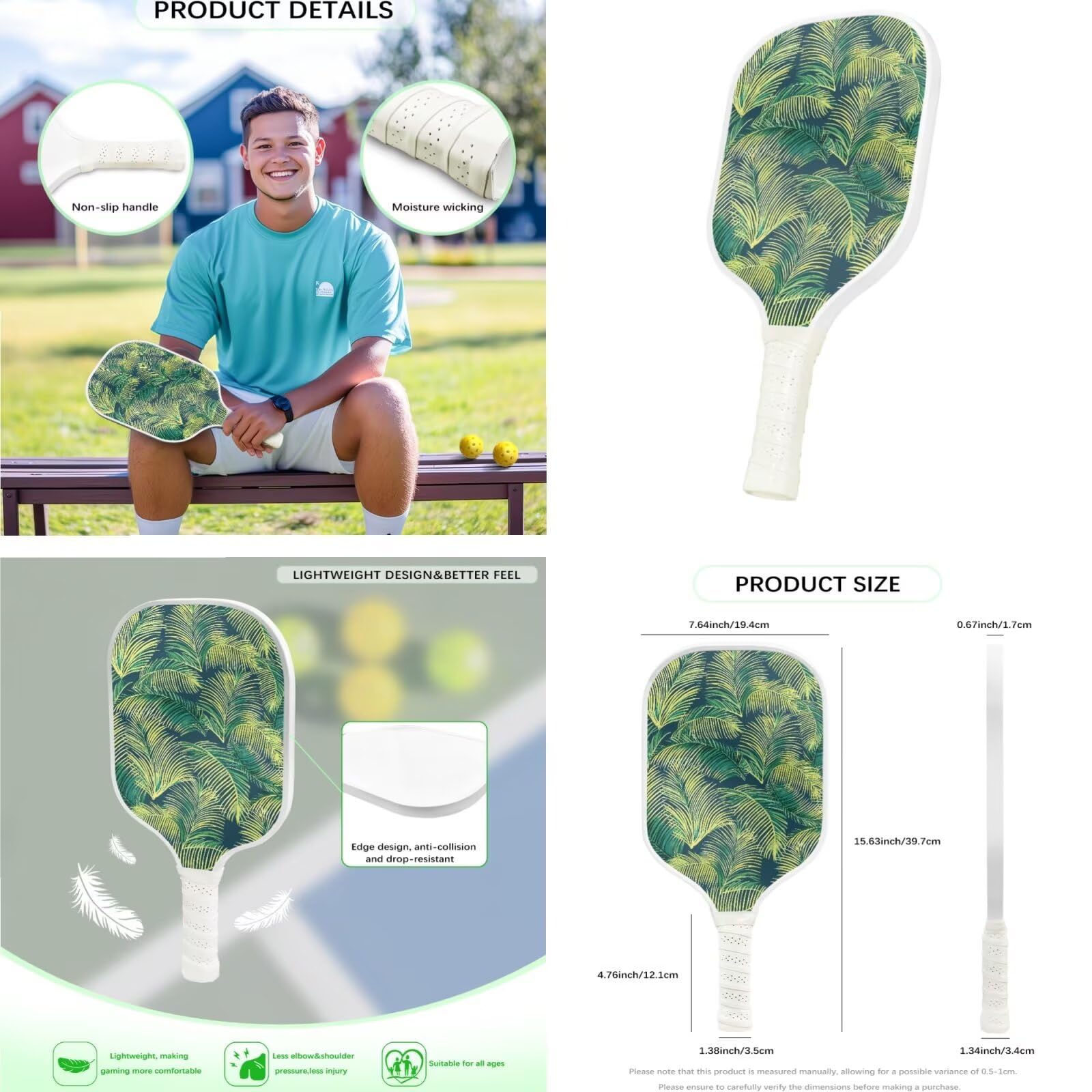 Set di racchette da pickleball 2 in 1 con superficie in fibra di vetro, ideale come regalo per principianti