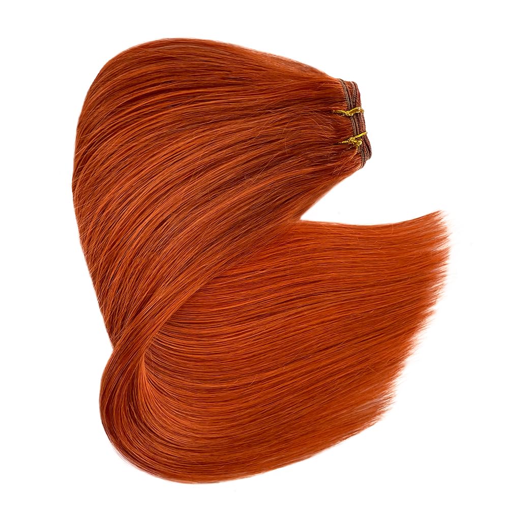 Extensiones de cabello humano real para coser, atadas a mano, doble trama, extensiones de cabello humano jengibre para coser, extensiones de cabello