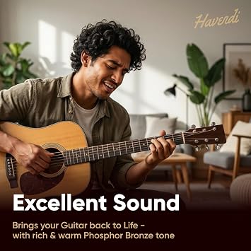 HAVENDI Acoustic Guitar Strings Phosphor Bronze Coating I Premium Brilliant Sound Quality I Includes 3 Picks