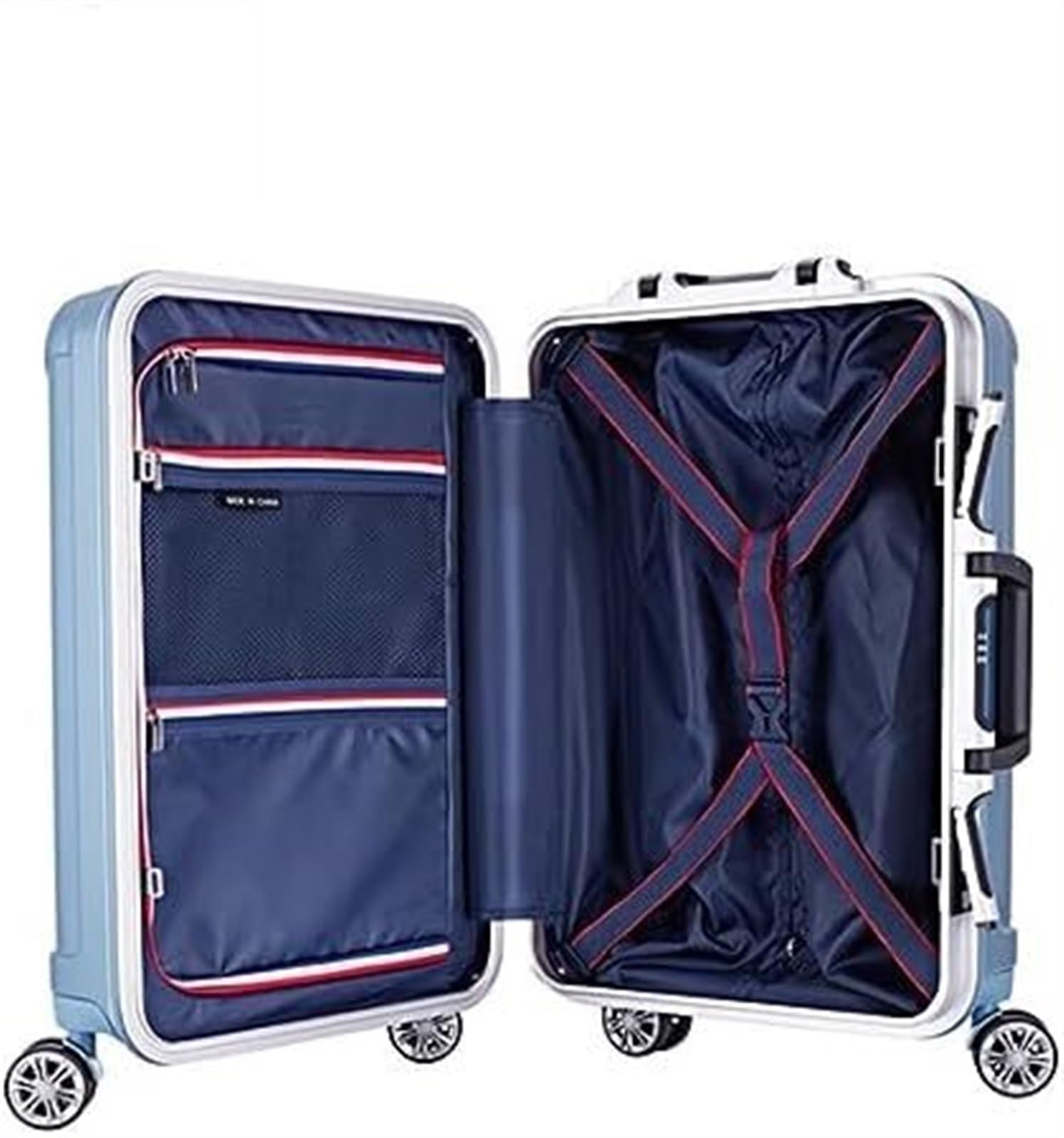 Valigia Valigie per Bagagli Trolley in Lega di Alluminio A Strisce Spesse Valigia Portatile Durevole Valige Bagaglio Mano(A,20inch)