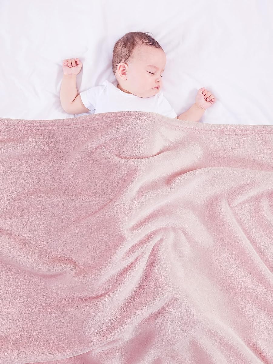 Baby Fleece Blanket 30x40 Inches Pink Throw Blanket Soft and Warm Baby Blankets for Boys and Girls Blanket for Toddler Infant Newborn, Pink
