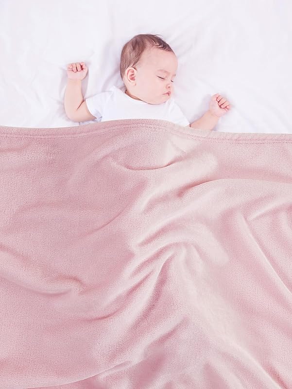 Baby Fleece Blanket 30x40 Inches Pink Throw Blanket Soft and Warm Baby Blankets for Boys and Girls Blanket for Toddler Infant Newborn, Pink