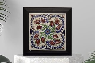 EliPOT Ceramic Painted Framed Tile, Ceramic 8x8 Tile Art Frame, Ceramic image Tile Frame (Mutlicolors 2)