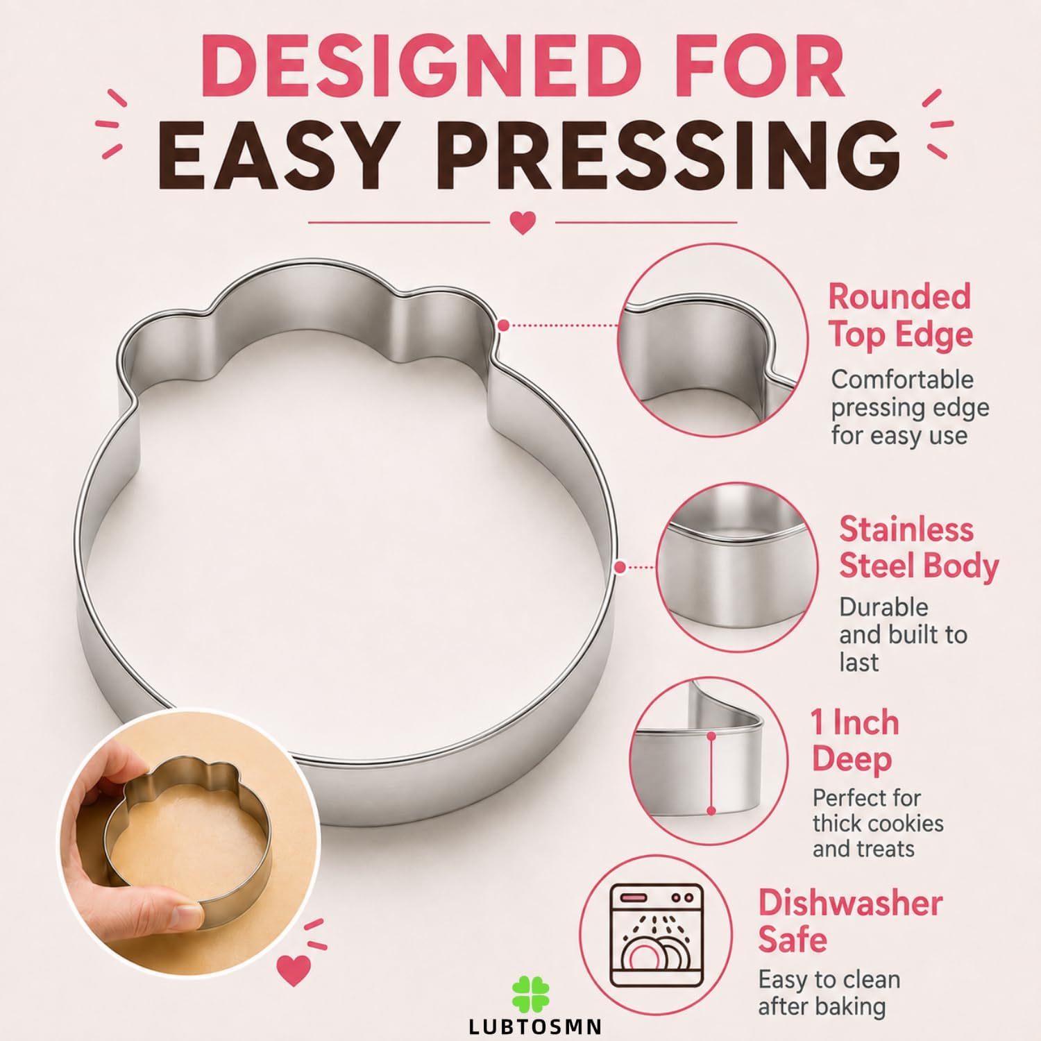 Dim Sum Cookie Cutter, 3.5 Inch Dumpling Cutter, Dishwasher Safe