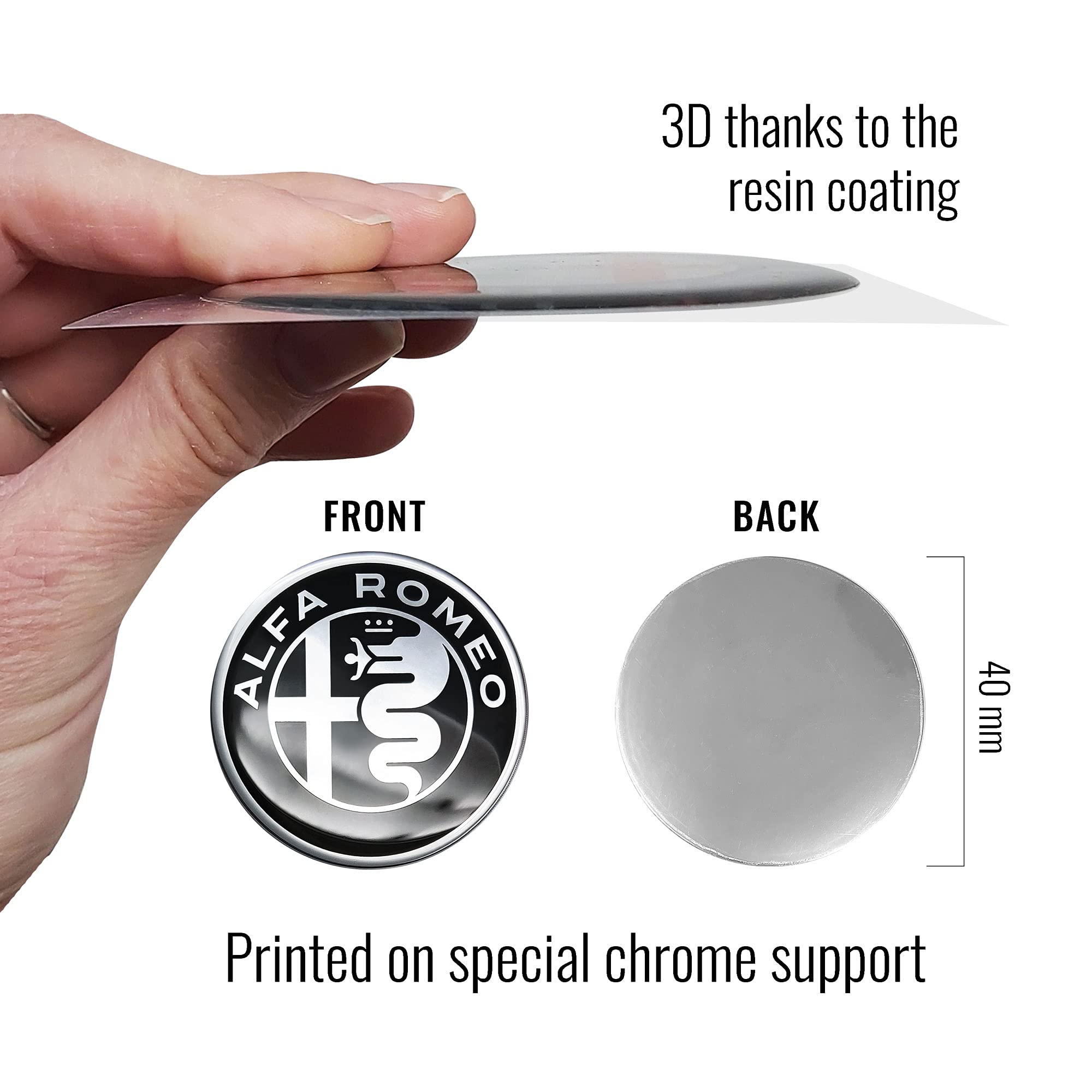 Adesivi 3D Ufficiali Alfa Romeo - Logo Nero, Diametro 21mm, 2 Pezzi - Autentici Con Ologramma - Foto 9