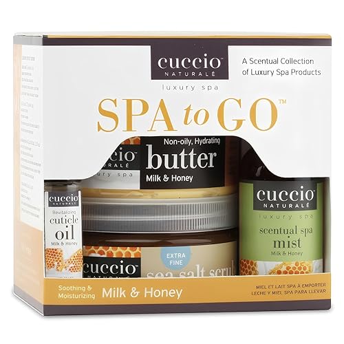 Cuccio Kit Spa To Go de 4 piezas - Leche y miel - Set nutritivo para el cuidado de la piel para hidratación y suavización