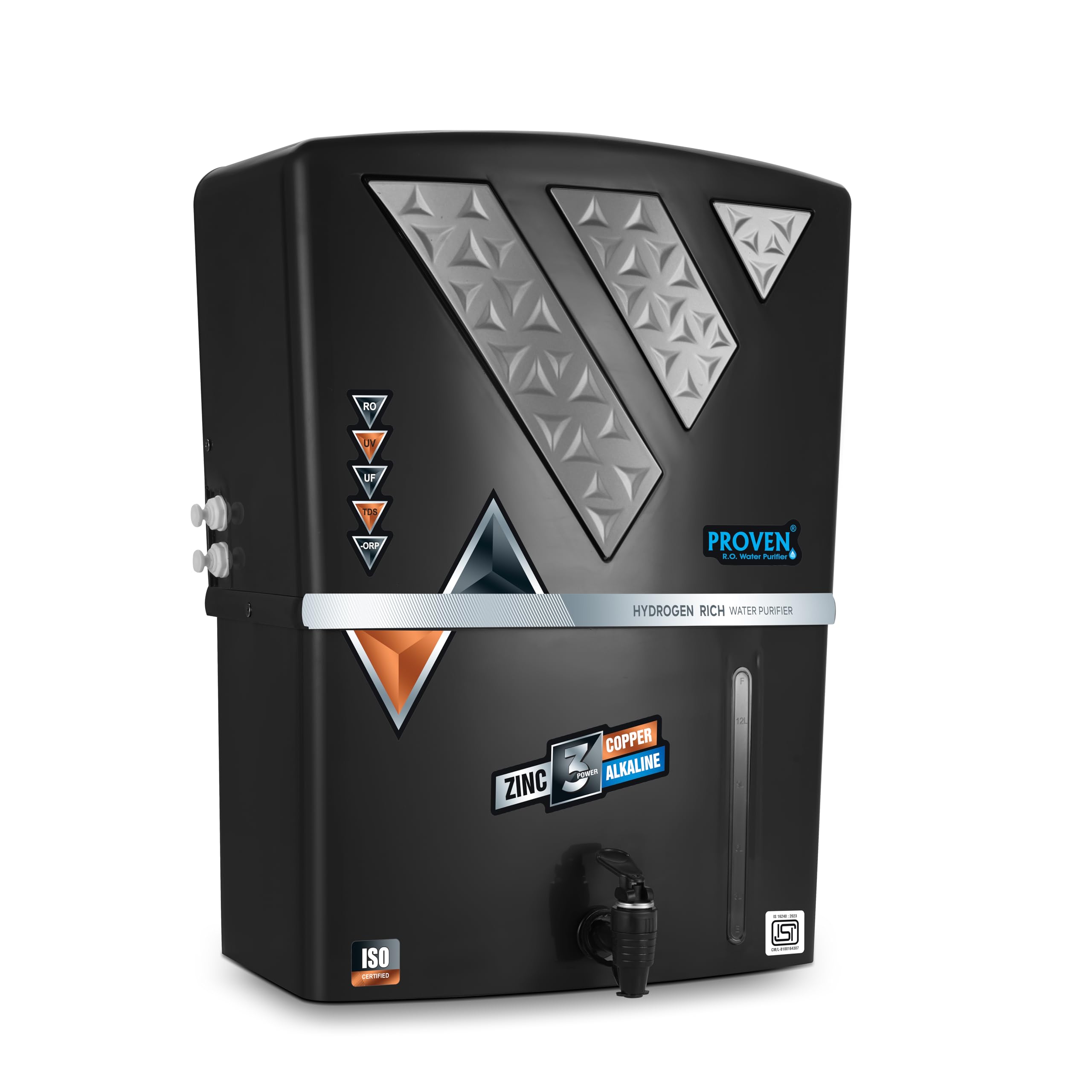 Proven Eleven Zinc Water Purifier – RO + UV + UF with Copper & Zinc Technology, 12L Storage, TDS Adjuster, Made in India, ISI Certified, Black & Grey Color | 12 Stage Purification | 1 Year Warranty-image-39