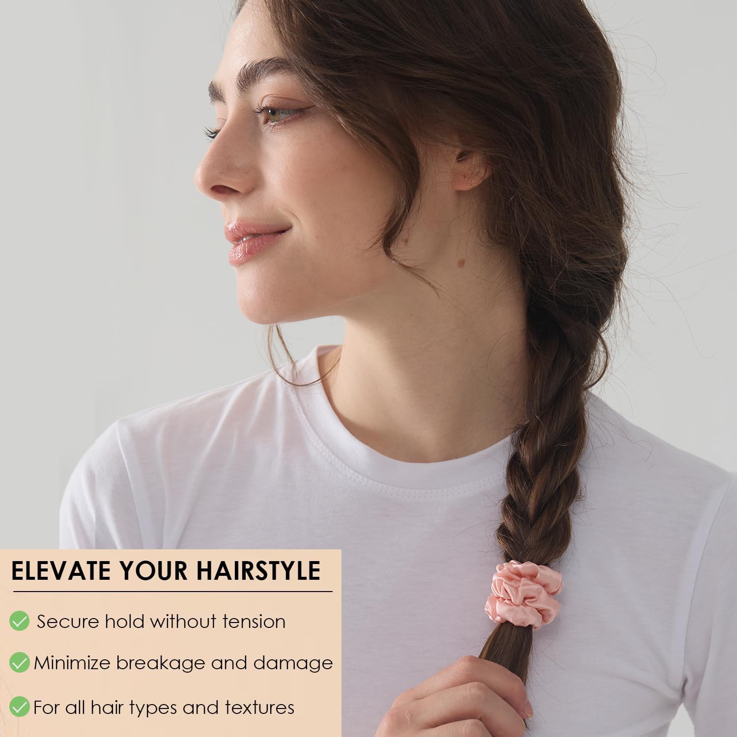 Michooyel 3Pack Mini Małe Jedwabne Scrunchies Do Włosów 100% Czyste Jedwabne Krawaty do Włosów z Mulberry, Elastyczne uchwyty na ogon koni, Krawaty do włosów bez uszkodzeń 1,5 cm