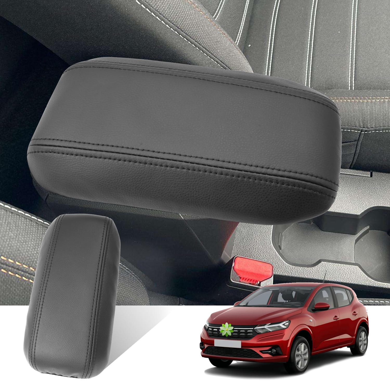 Ruiya pour Dacia Sandero 3/Stepway 3/Dacia Jogger 2021-2025 2026 Housse d'accoudoir Central,Couvercle de boîte d'accoudoir Étui de Protection Console Protection d'accoudoir Sandero Stepway Accessoire