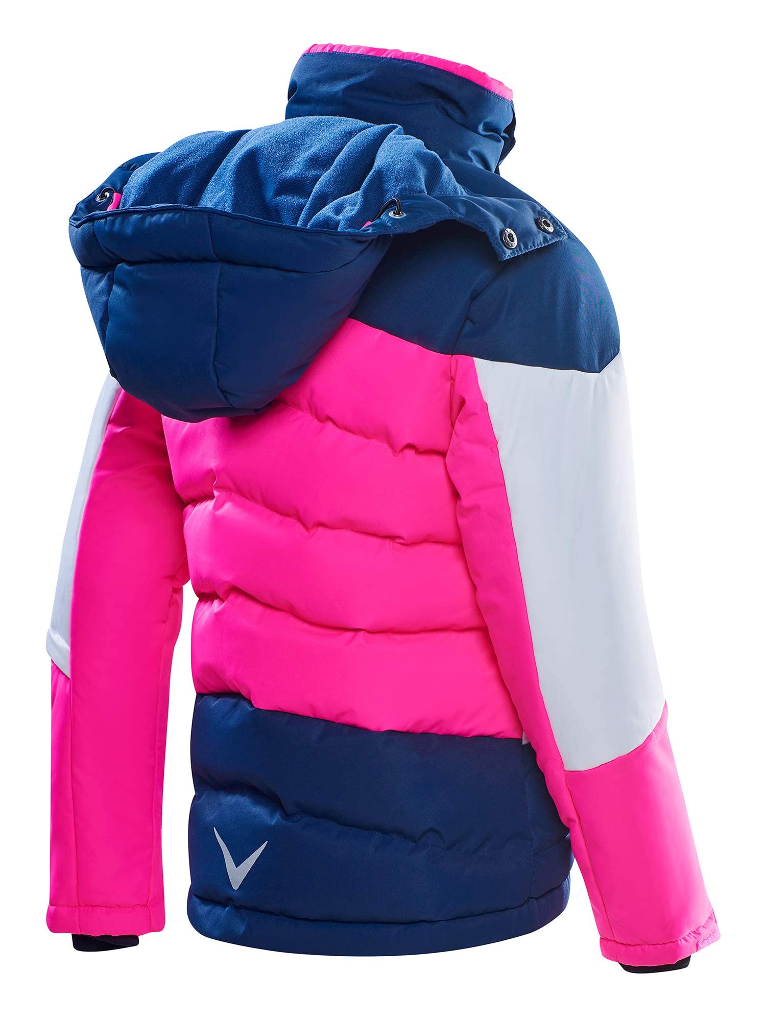 Black Crevice Chaqueta de esquí infantil, chaqueta de invierno rompeviento e impermeable para niños, bolsillos impermeables con cremallera, con capucha