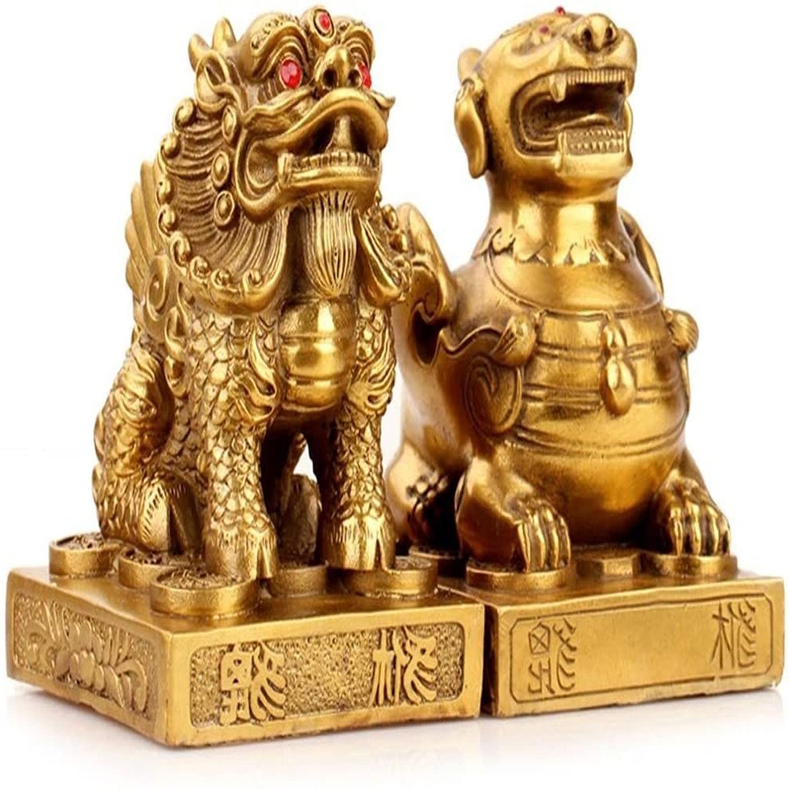 Statue Figurine Sculpture For Home Ornament Office Bookshelf Deco A Pair Of Feng Shui Pi Xiu Statues, A Pair Of Pi Xiu Statues Lucky For Home And Office Feng Shui Decoration Ornaments 0,Size_Name-S