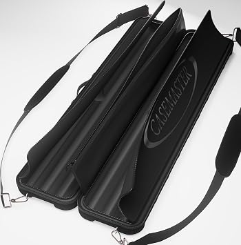 Casemaster Parallax 4x4 Billiard Cue Case, Holds 4 Butts and 4 Shafts, Foam-Padded Interior, 600D Oxford Fabric, Backpack Straps, Black