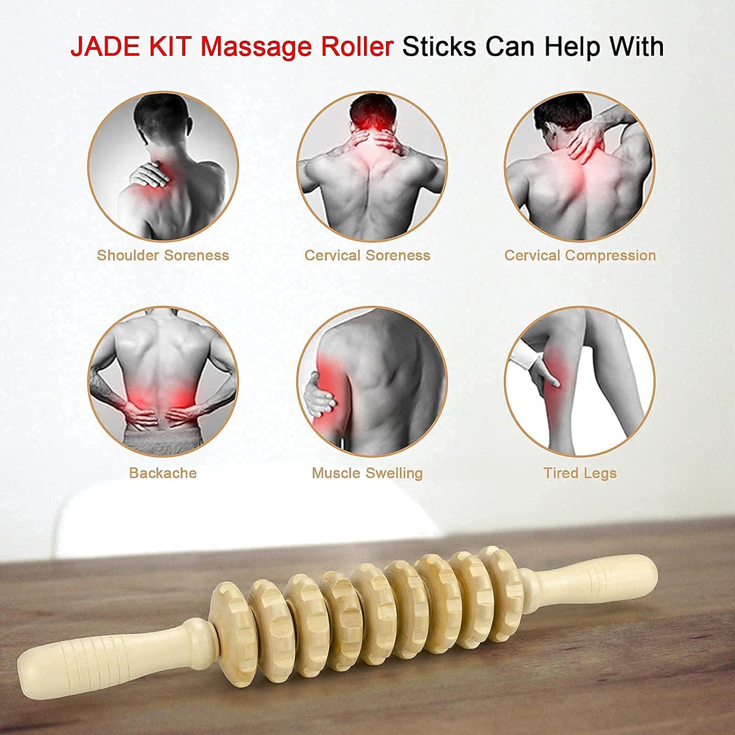 4 Angles Slant Board Calf Stretcher for Hamstring, Achilles, Wood Massage Roller Stick for Tightness, Soothing Cramp Relief