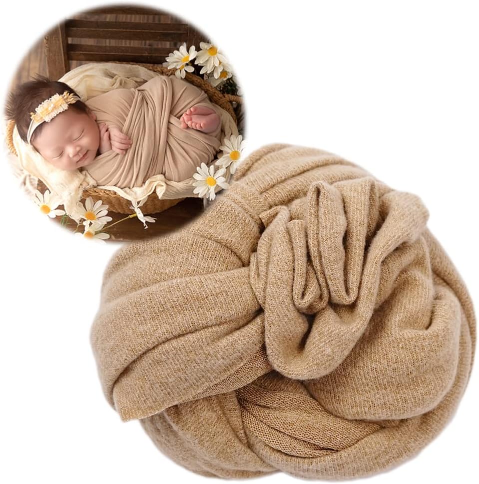 Zeroest Newborn Baby Photo Outfits Props Stretch Blanket Infant Boy Girl Photography Velvet Wraps for Baby Photo Shoot Newborn Photography Wraps (Brown)