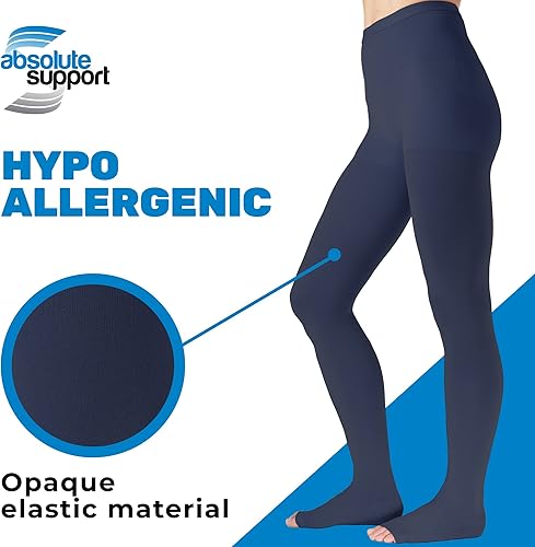 Miniatura 4 de Pantimedias de compresión para mujer de 20-30 mmHg con punta abierta, mallas de compresión de cintura alta ancha para mujer, circulación de venas