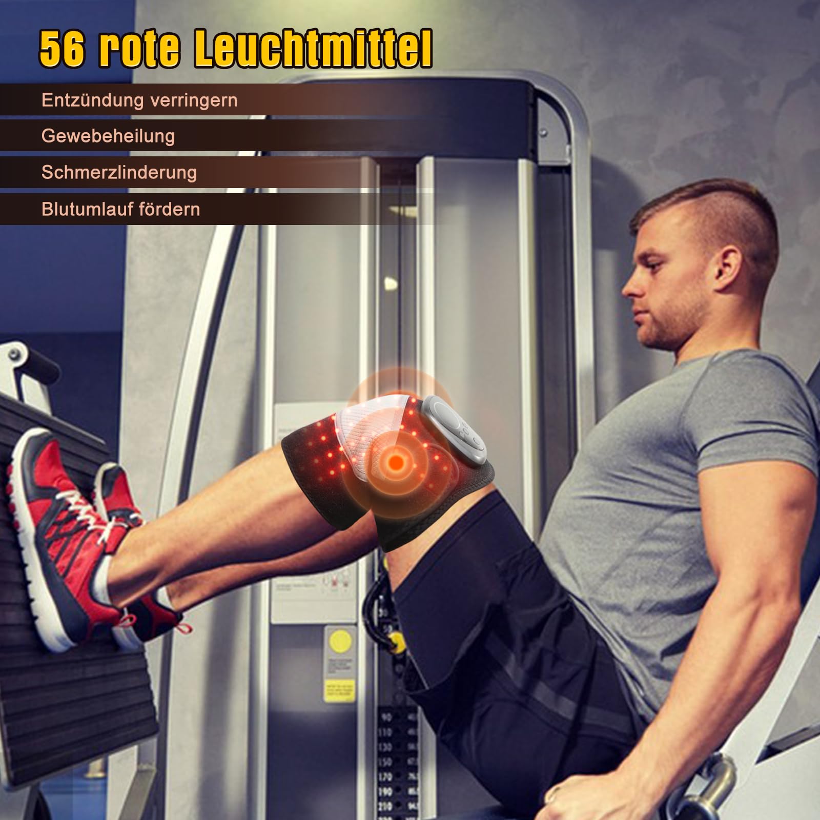 Kabelloses Knie - Massagegerät Mit Rotlicht Heizbare Kniebandage Arthritis Schmerzlinderung 3 - in - 1 Heizkissen Vibrationsfunktion Für Knie, Schulter, Ellbogen 5000 mAh Akku Bandage