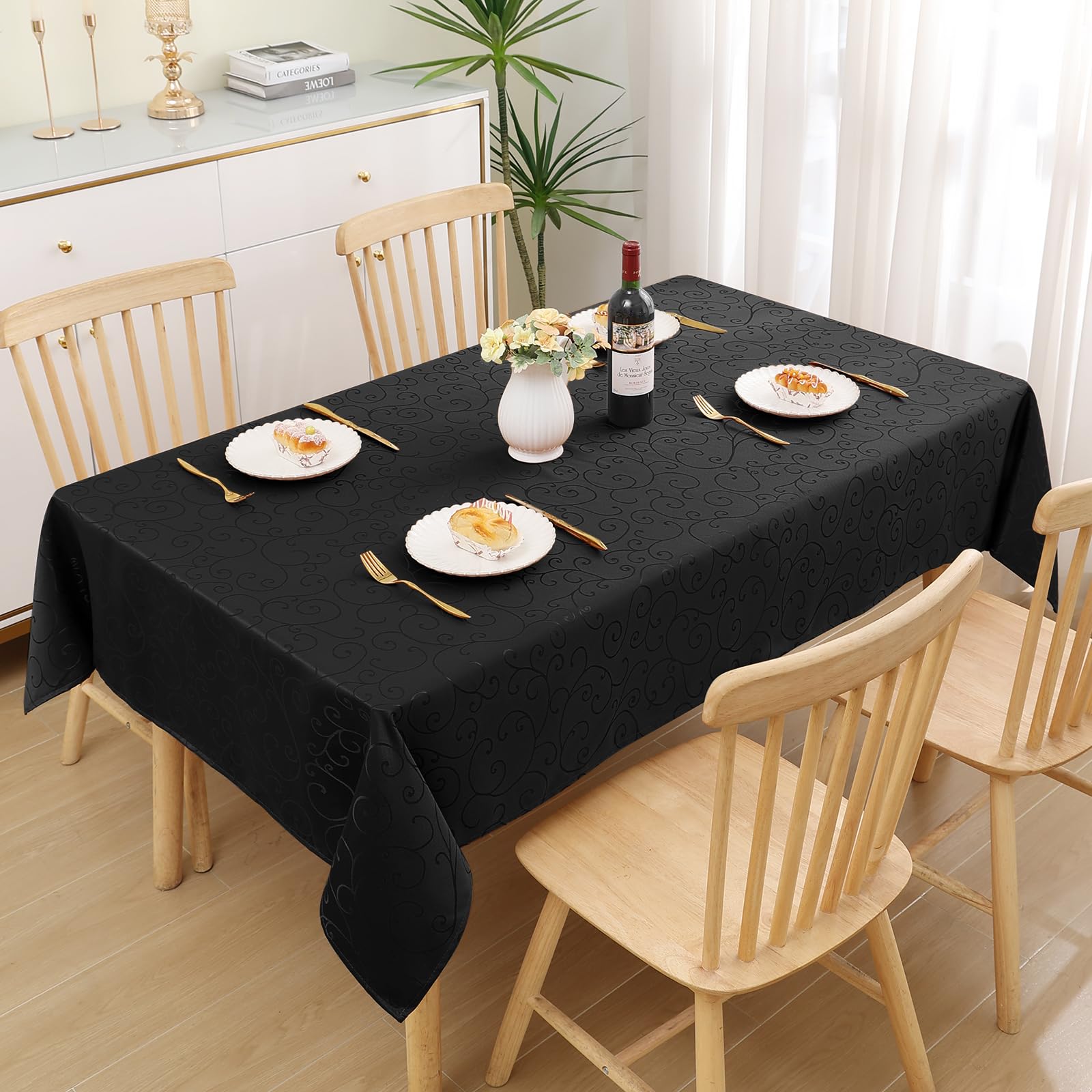 Homaxy Table Cloth Rectangular 100x140 cm, Washable Polyester Jacquard Tablecloth - Image 2