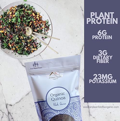 Miniatura 4 de Andean Foods Organic Quinoa negra de alta calidad, superalimento, sin OMG, sin gluten, vegano, 1 libra, 16 onzas