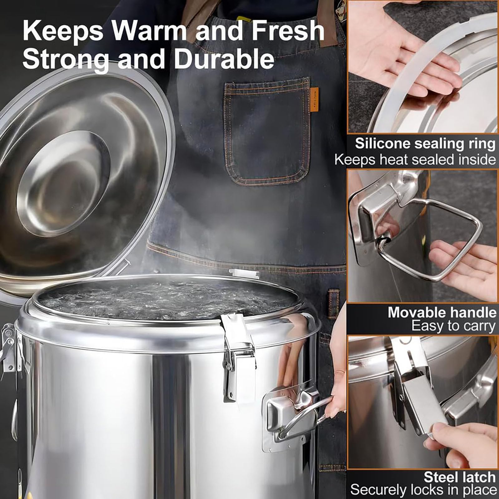 Barilotto isolante commerciale, dispenser termico per bevande in acciaio inox con rubinetto, schiuma PU completa e guarnizione in silicone per bevande calde e fredde a casa, feste, campeggio, bar