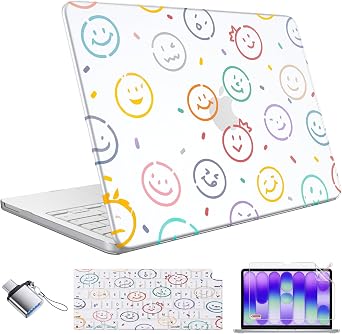 Unique Printed Cases for MacBook Neo 13 inch Case 2026 (Model A3404), Protective Hard Shell Cover & Keyboard Cover & Type C & Screen Film, Smile