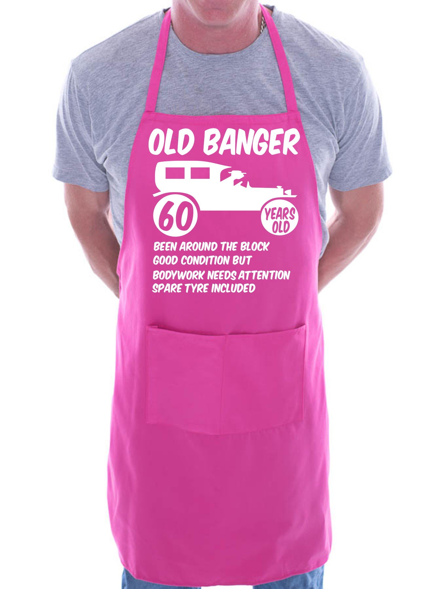 Print4U 60th Birthday Old Banger BBQ Cooking Funny Novelty Apron Pink