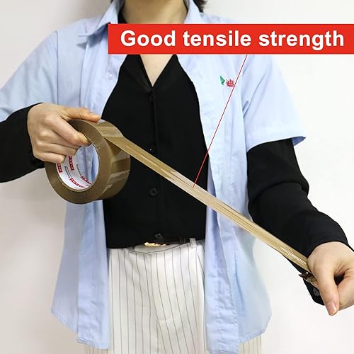 Miniatura 7 de Cinta de embalaje marrón con dispensador, 2.4 mil, 1.88 pulgadas x 110 yardas, 6 rollos, ultra fuerte, caja de envío industrial de repuesto para