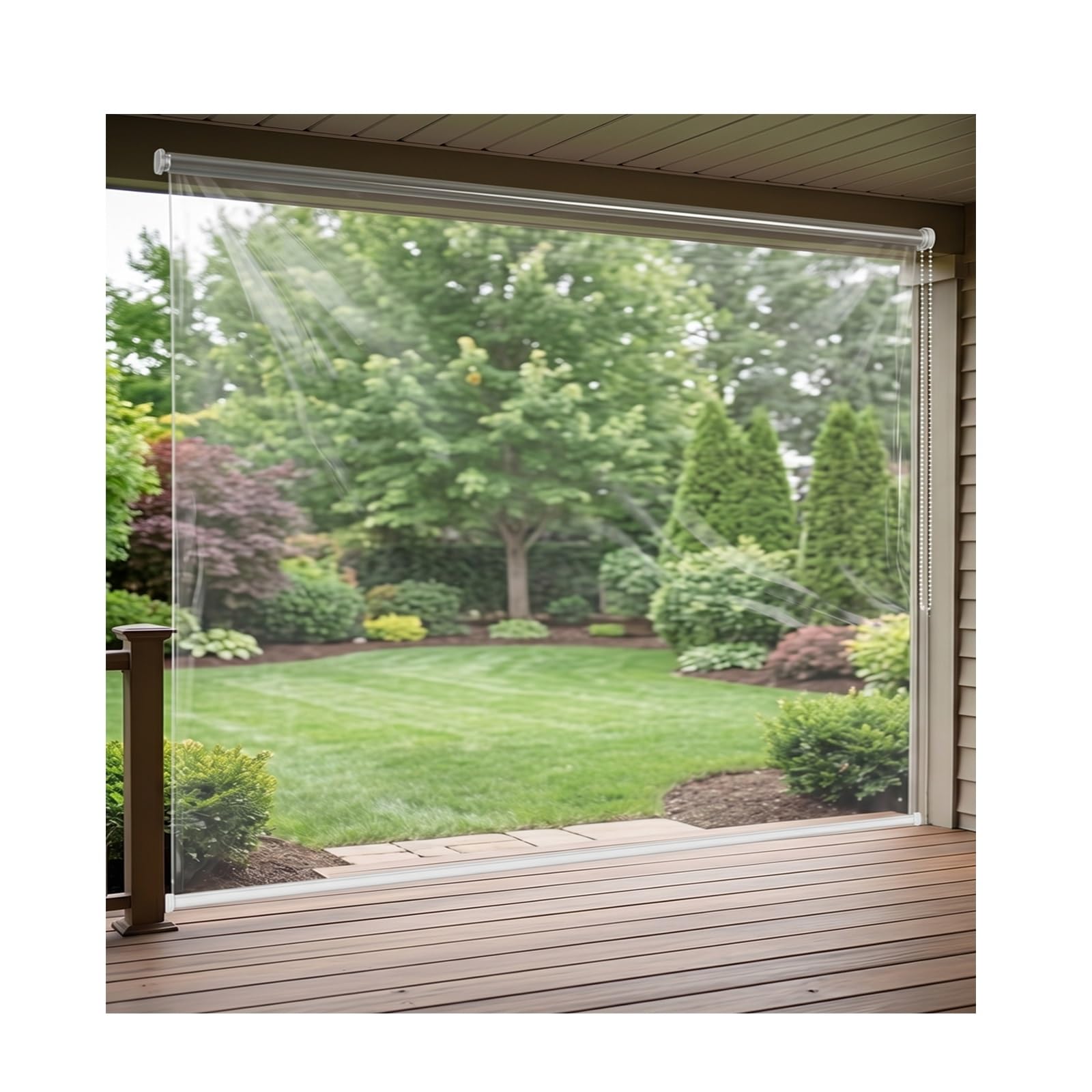 SHUDONGDEN Weatherproof Clear Vinyl Roller Blinds Shades, Windproof Rainproof Thermal Insulated PVC Window Curtains, for Patio Balcony Bathroom Kitchen(W100*H220cm/W39.37*H86.61in)