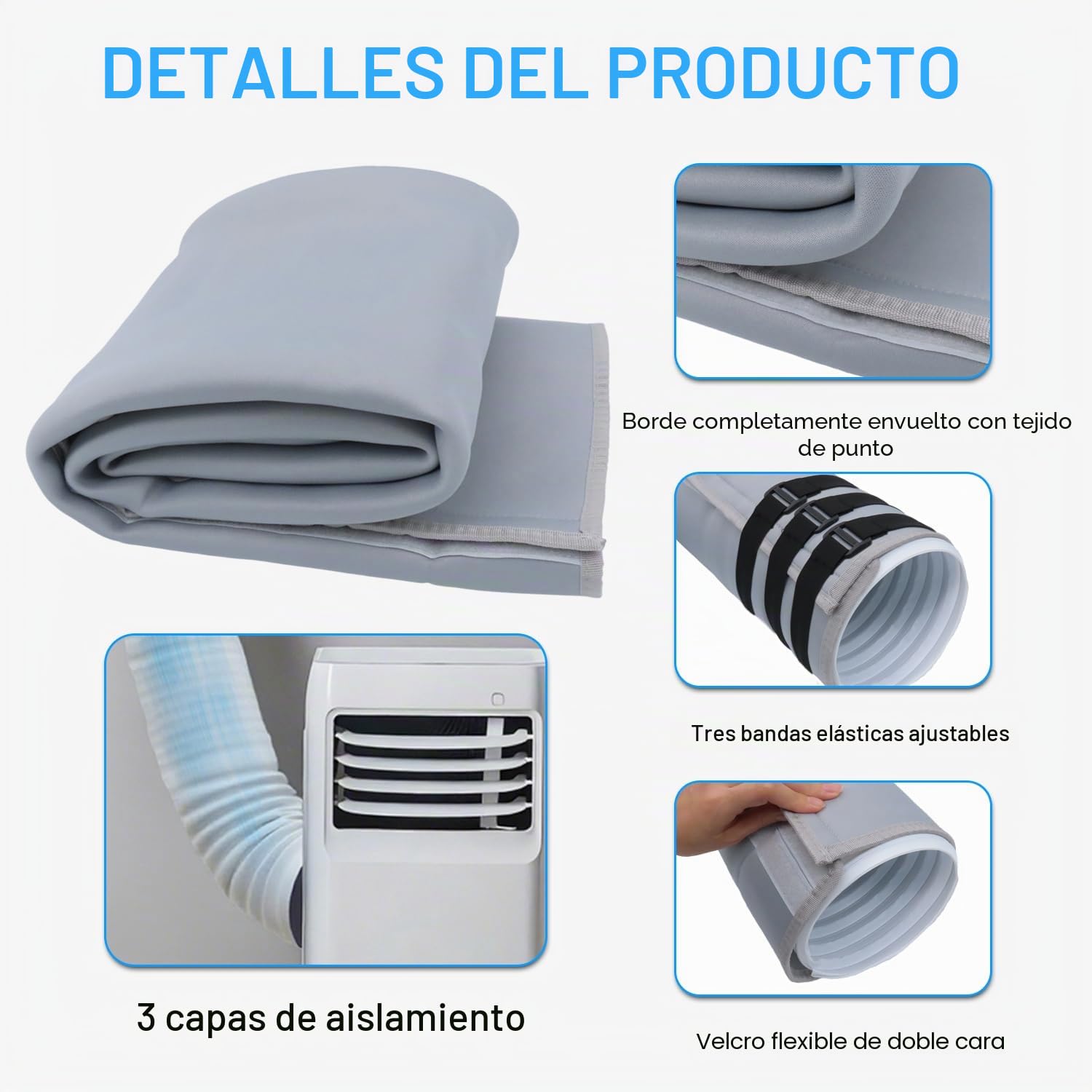 150 x 50cm Cubierta de Manguera de Aire Acondicionado, Cubierta de Manguera de Aire Acondicionado Portátil para Universal Tanto de Conducto de Escape de 5" Como 5.9" de Diámetro
