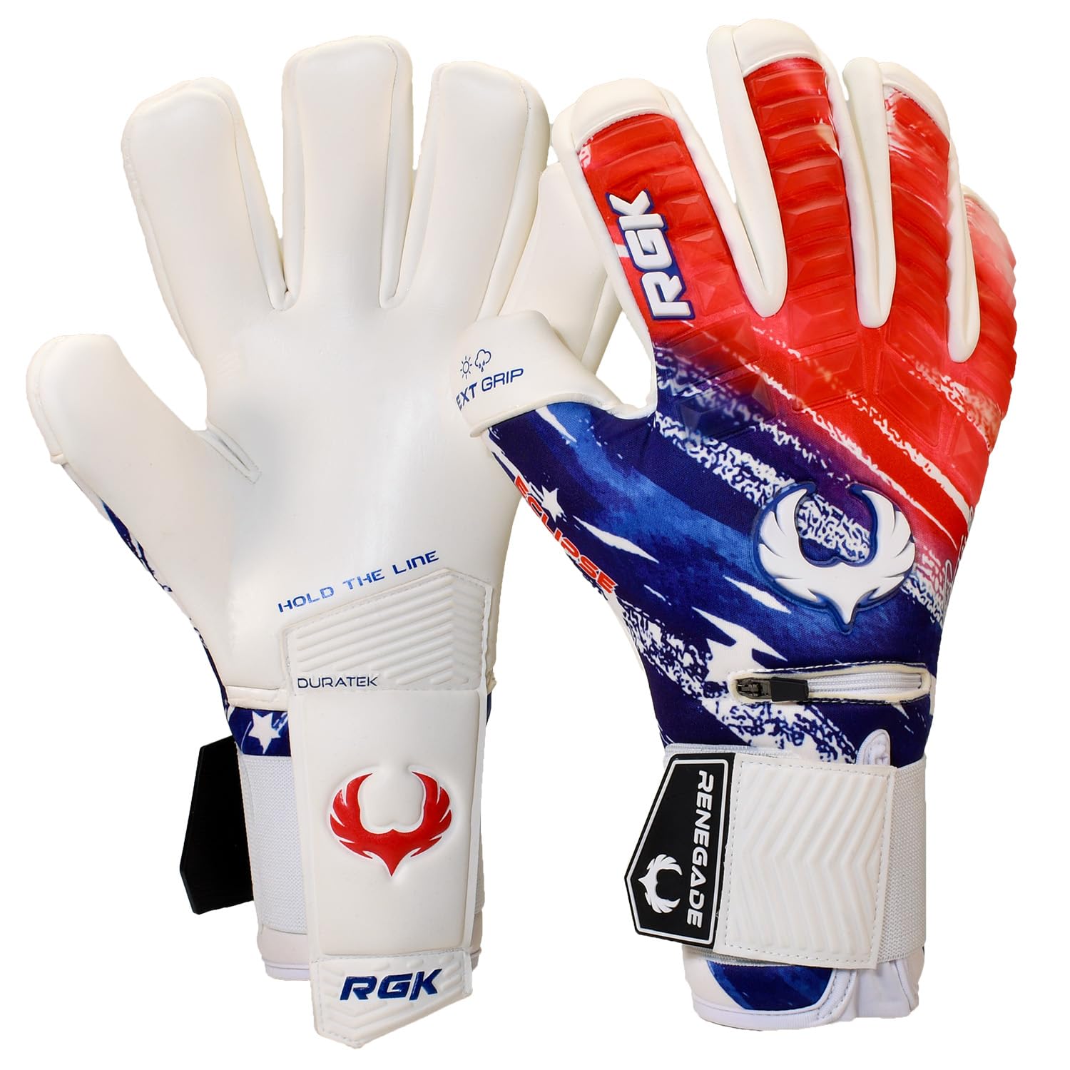 Renegade GK Eclipse Liberty Professional Goalie Gloves Pro Finger Savers Black| Red, White, & Blue Soccer Goalkeeper Gloves (Size 9, Youth-Adult, Neg. Cut, Level 5) — image 1