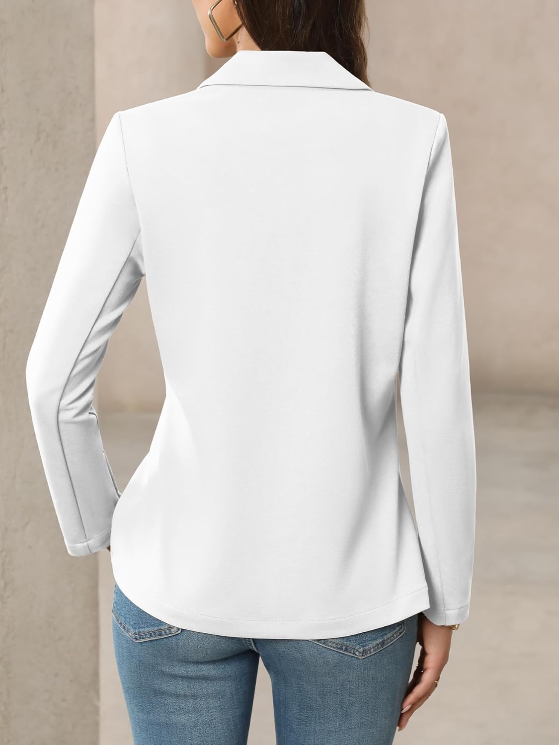 ELLEVEN Women’s Business Casual Open Front Blazers, Stretchy Knit Long Sleeve Blazer Work Office Suit Jackets - Image 3