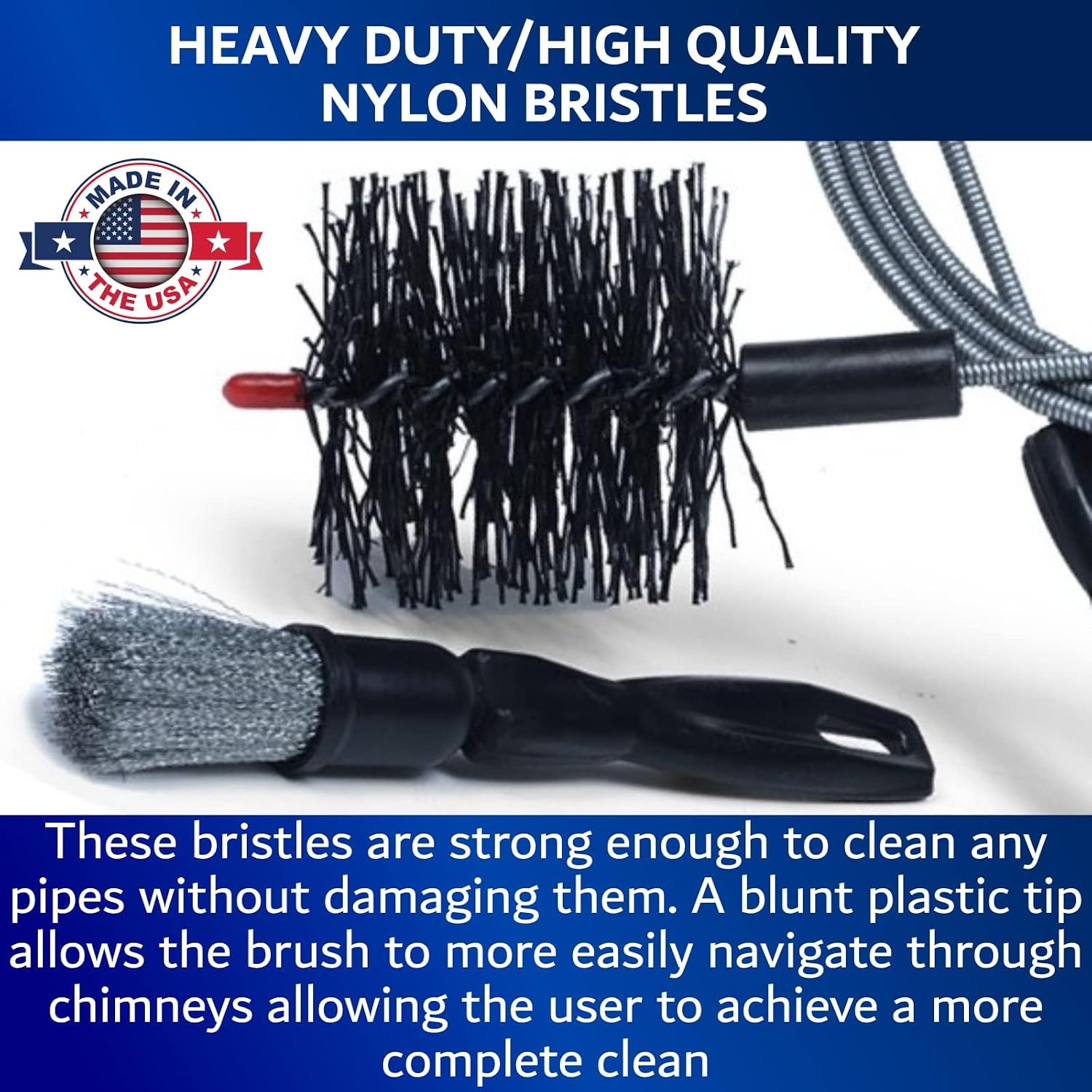 Pellet Stove & Dryer Vent Cleaner Kit – 4 inch Head and 10 ft Long Steel Flexible Brush for Fireplace Chimney, Ash, Lint & Soot Buildup Removal - Pellet Stove Cleaning Kit by FryOilSaver B67-4