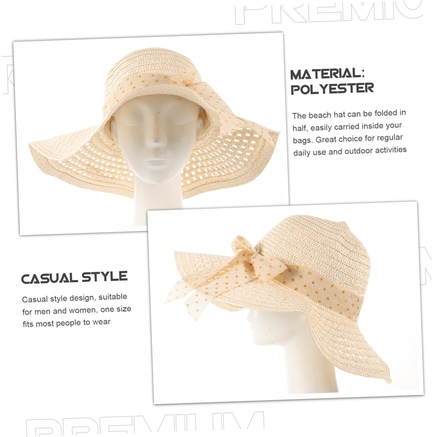 BESPORTBLE Cappello di Paglia da Donna Cappello Sole Capello per Sole Fisherman Hat Straw Hat Fisherman cap Bucket Hat Cappello da per Le Donne Cappello a Visiera Poliestere