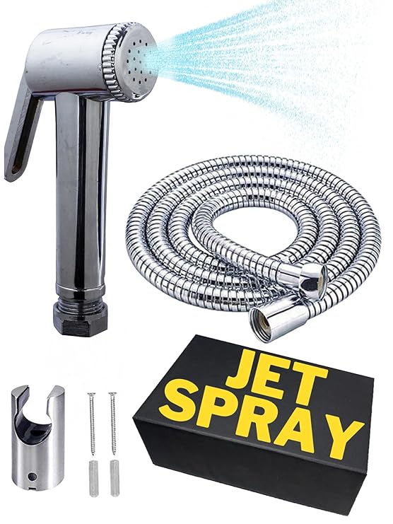 Jet Spray for Toilet PISTIS Portable Jet Spray for Toilet - for Multipurpose Use | Portable Bathroom Jet Spray - High Pressure Faucet with Wall Hook & Hose Pipe - Complete Set
