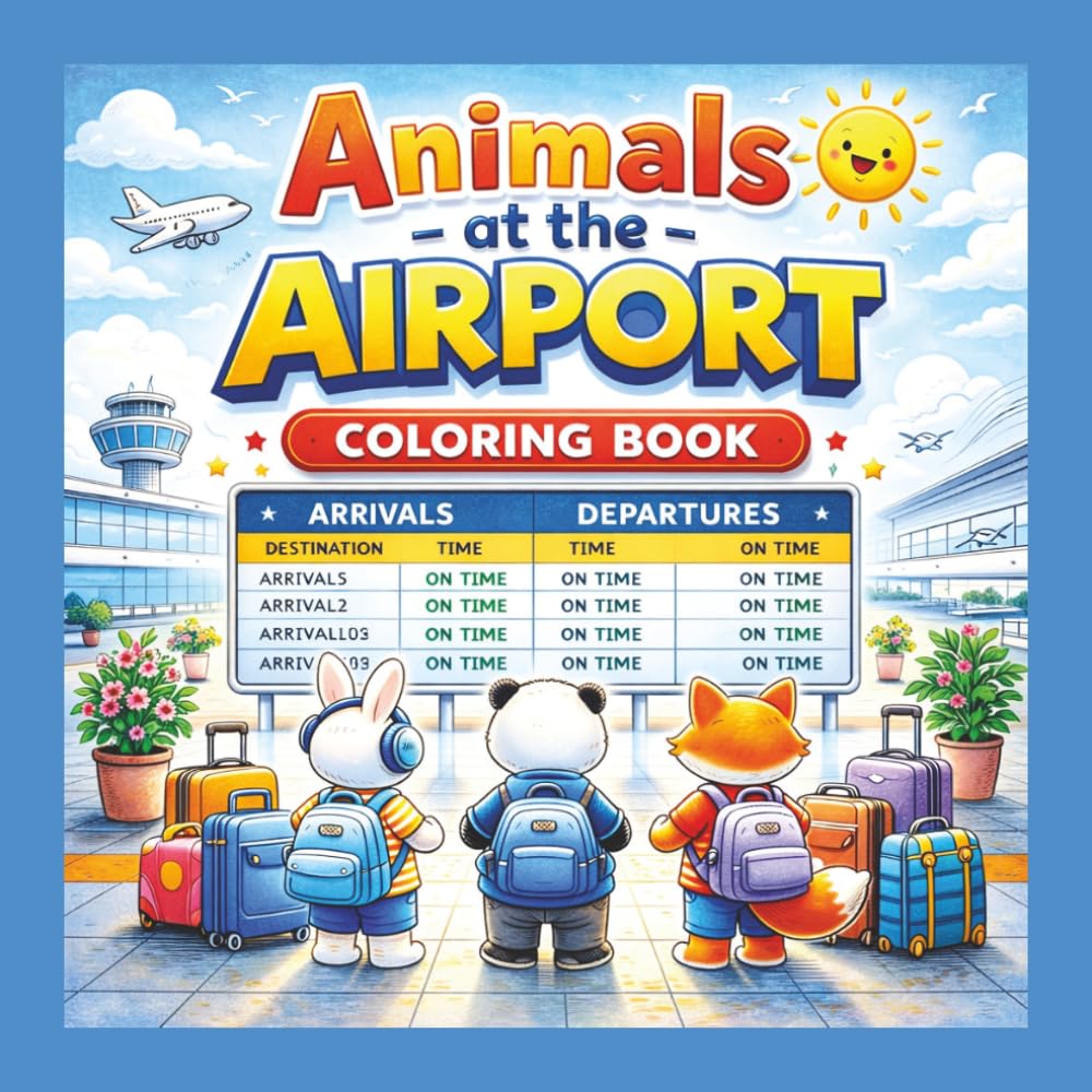 Animals in the Airport Coloring Book