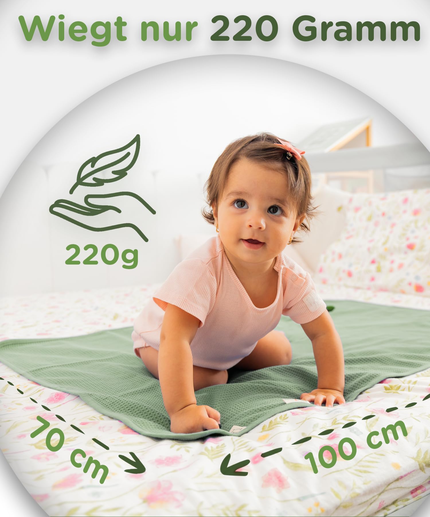 Jubi Kocyk niemowlęcy 100% bawełna, 70 x 100 cm, miękki koc dla noworodka, przytulny kocyk niemowlęcy do wózka dziecięcego i łóżka, certyfikat Oeko-Tex, piękny prezent z okazji narodzin dziecka