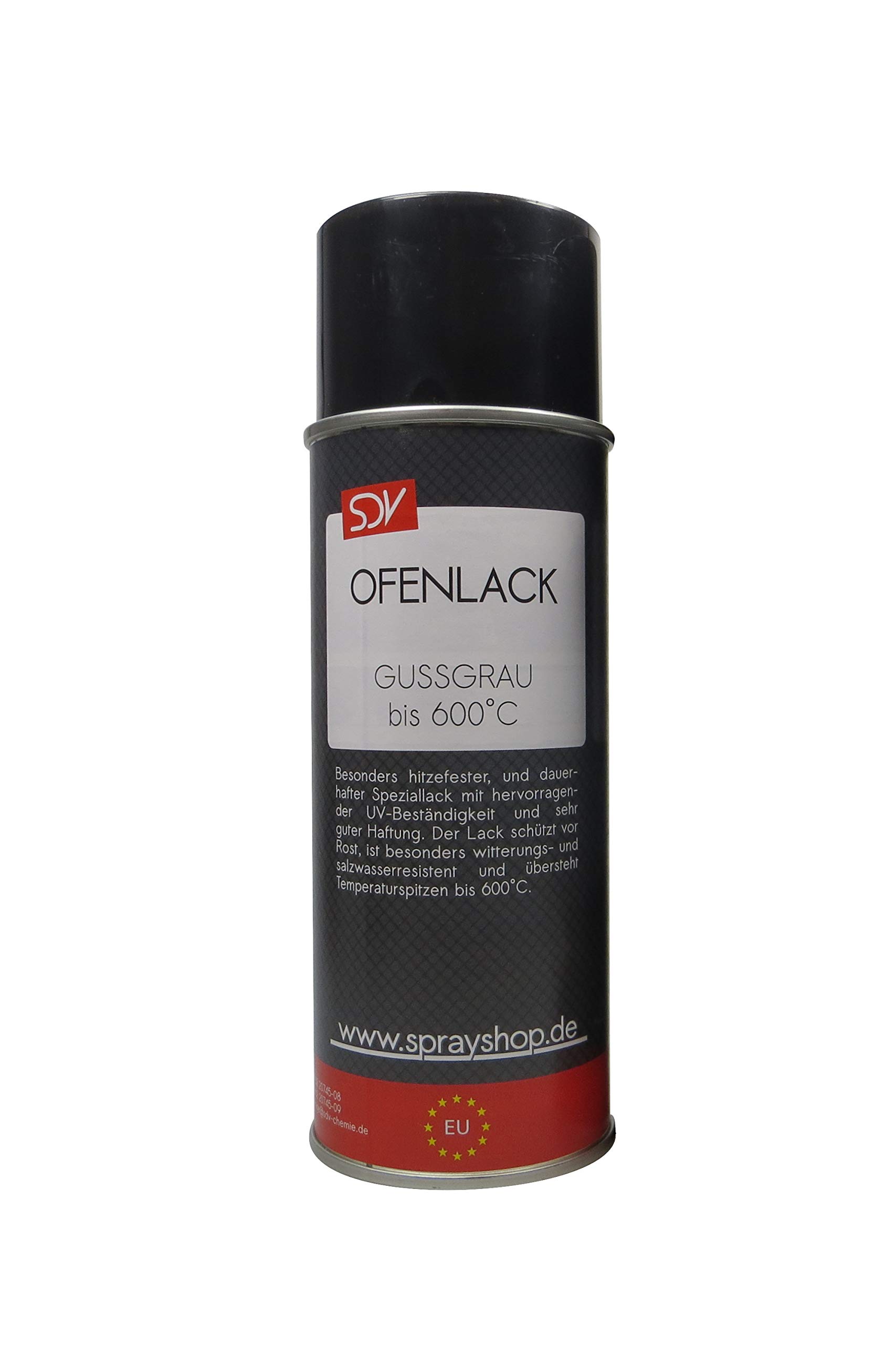 SDV Chemie Ofenlack Spray gussgrau matt bis 600°C 12x 400ml Ofenlack Kaminofenlack Thermolack