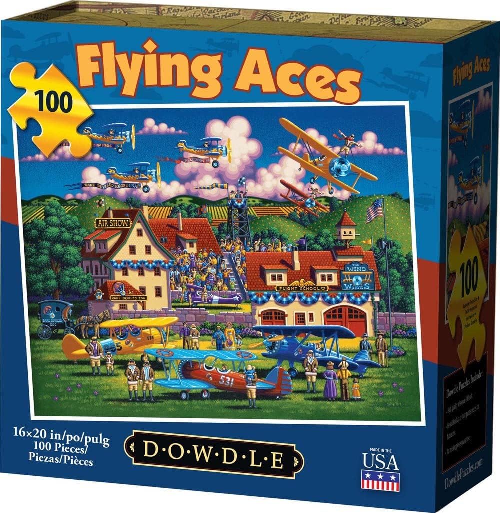 Dowdle Folk Art Flying Aces 100 Piece Jigsaw Puzzle