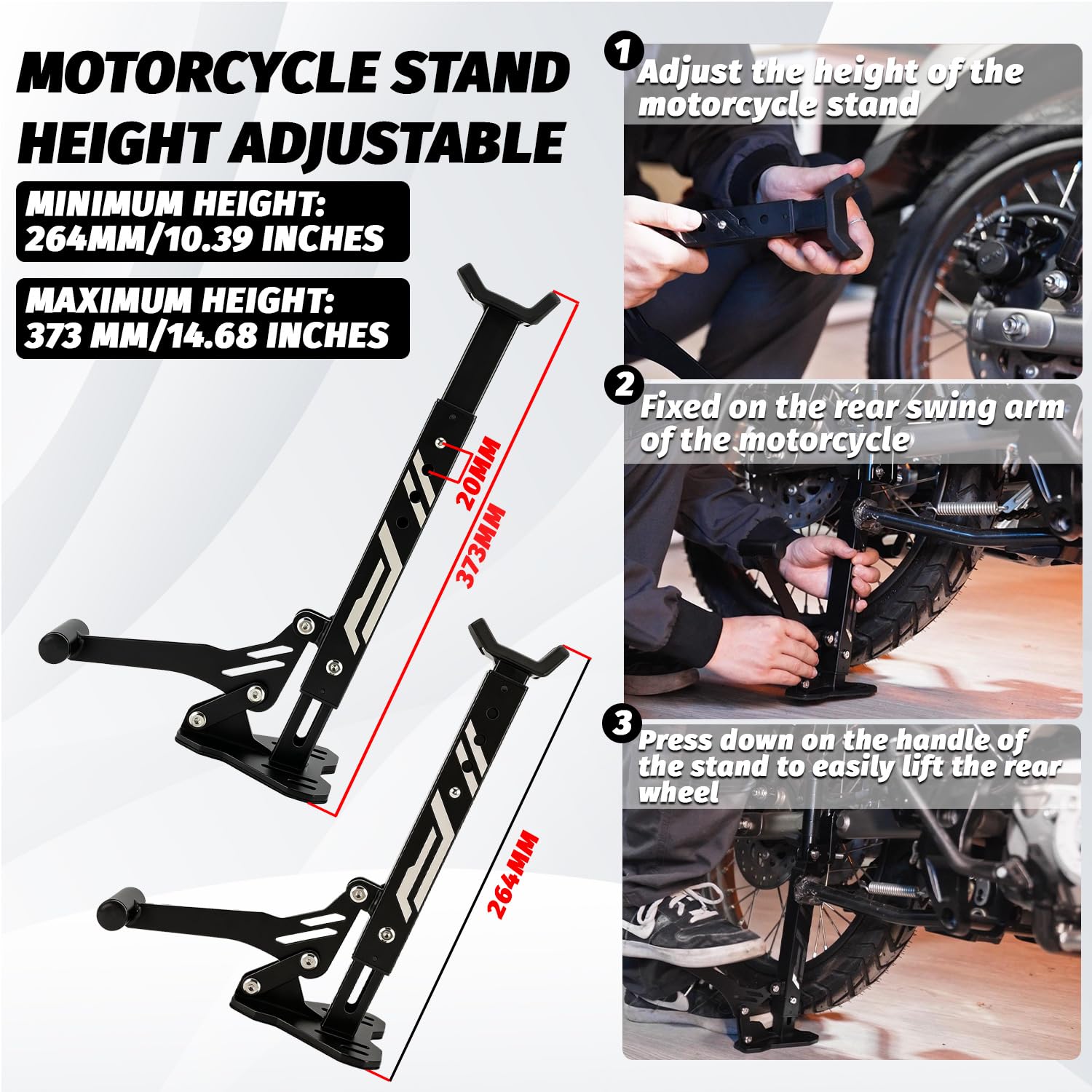 JFG RACING Soporte Rueda Moto,Soporte Rueda Delantera y Trasera Portátil Plegable,Caballete Rueda Trasera Universal pour Motocross Enduro Supermoto Moto Deportiva