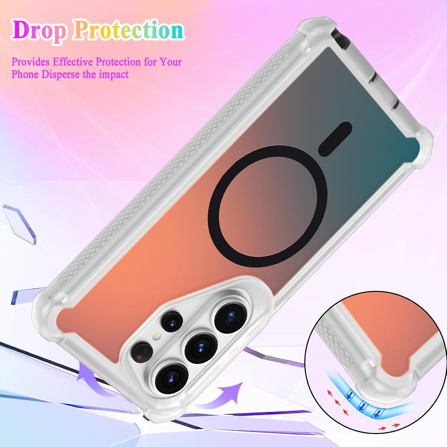 Designed for Samsung Galaxy S26 Ultra Case, Iridescent Cute Fluorescent Laser Phone Case [Compatible with MagSafe] Crystal and Corner High-Duty Protection for Girls Women - Black
